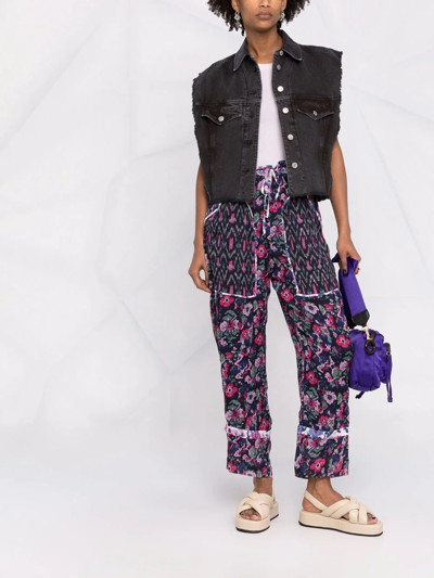Isabel Marant Étoile Mix-print Straight-leg Ankle Trousers In Blau