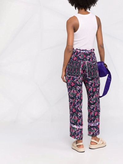 ISABEL MARANT ÉTOILE MIX-PRINT STRAIGHT-LEG ANKLE TROUSERS 