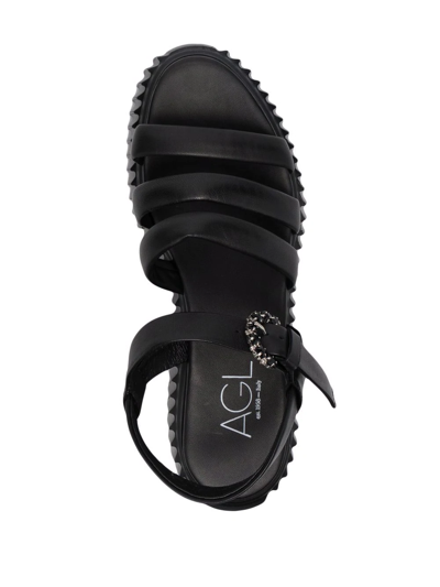 Shop Agl Attilio Giusti Leombruni Side-buckle Strap Sandals In Schwarz