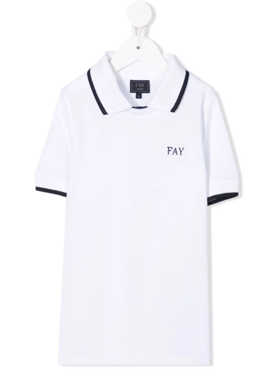 Shop Fay Embroidered-logo Short-sleeves Polo Shirt In Weiss