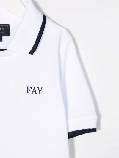 Shop Fay Embroidered-logo Short-sleeves Polo Shirt In Weiss