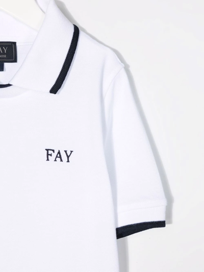 Fay Embroidered-logo Short-sleeves Polo Shirt In Weiss