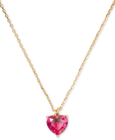 Shop Kate Spade Gold-tone Birthstone Heart Pendant Necklace, 16" + 3" Extender In Ruby