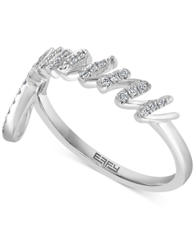 Shop Effy Collection Effy Diamond Zodiac Gemini Ring (1/8 Ct. T.w.) In Sterling Silver