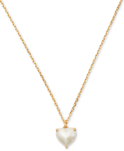 Shop Kate Spade Gold-tone Birthstone Heart Pendant Necklace, 16" + 3" Extender In Pearl