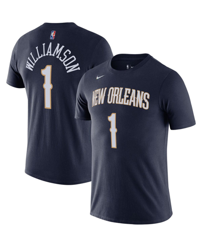 Shop Nike Men's  Zion Williamson Navy New Orleans Pelicans Diamond Icon Name And Number T-shirt