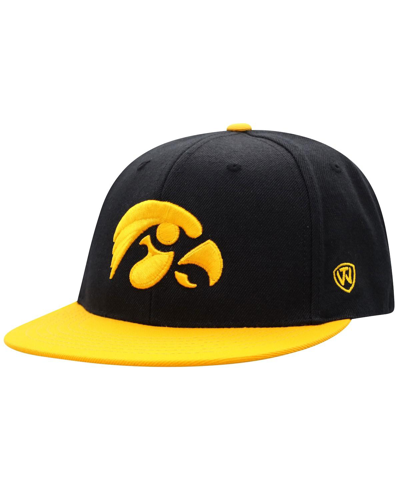 Shop Top Of The World Men's  Black, Gold Iowa Hawkeyes Team Color Two-tone Fitted Hat In Black/gold