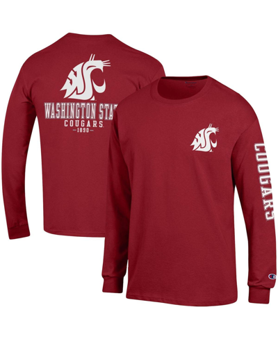 Shop Champion Men's  Crimson Washington State Cougars Team Stack Long Sleeve T-shirt
