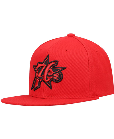 Shop Mitchell & Ness Men's  Red Philadelphia 76ers Hardwood Classics Tonal Snapback Hat