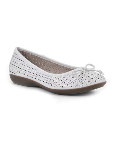 Shop Cliffs By White Mountain Women's Cheryl Ballet Flats In White Burnished Smooth