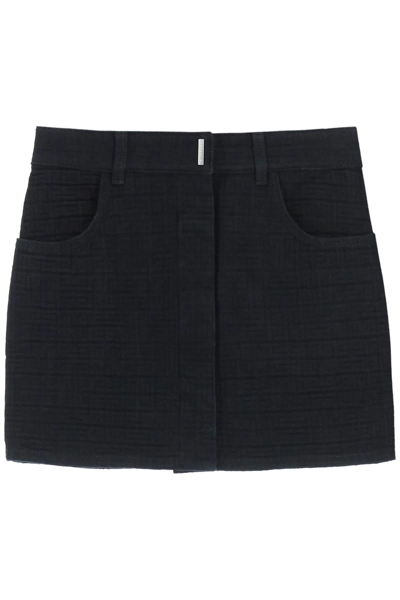 Shop Givenchy Jacquard 4g Denim Mini Skirt In Black