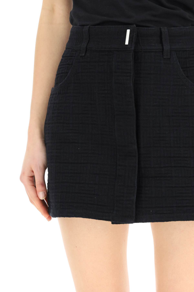 Shop Givenchy Jacquard 4g Denim Mini Skirt In Black