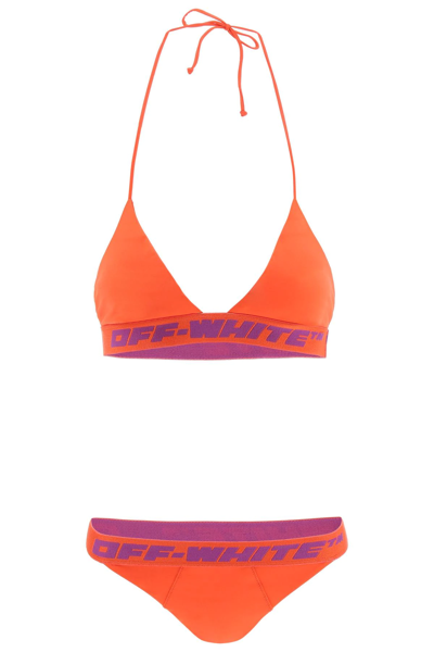 Shop Off-white Logo Band Bikini In Red,purple