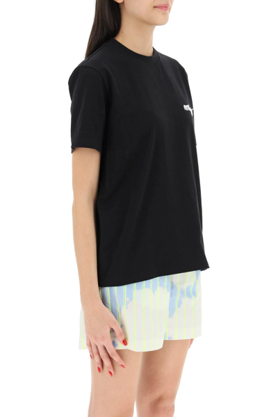 Shop Msgm Logo Embroidery T-shirt In Black