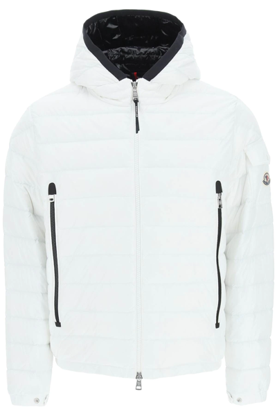Moncler White Down Galion Puffer Jacket In White,black