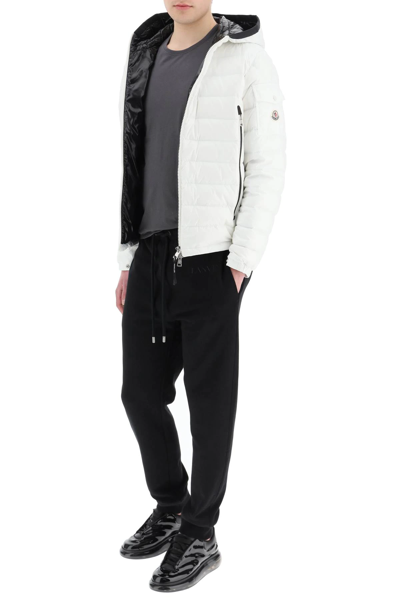Moncler White Down Galion Puffer Jacket In White,black