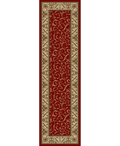 Km Home Closeout!!  Pesaro Floral Red 2'2" X 7'7" Runner Area Rug In Red