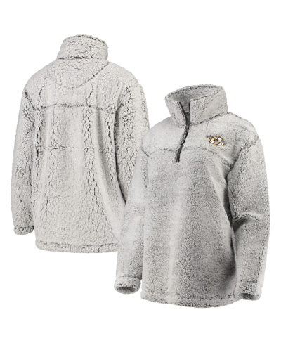 G-iii 4her By Carl Banks Gray Nashville Predators Sherpa Quarter-zip Pullover Jacket In Gray