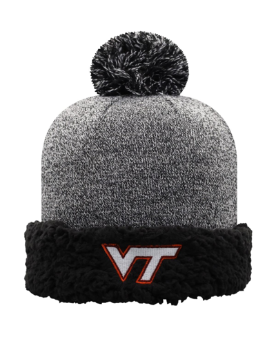 Shop Top Of The World Women's  Black Virginia Tech Hokies Snug Cuffed Knit Hat With Pom