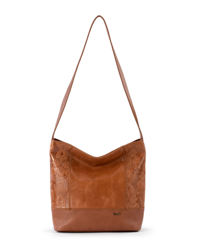 Shop The Sak Women's De Young Medium Leather Hobo In Tobacco Floral Embossed