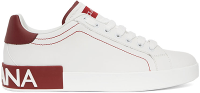 Shop Dolce & Gabbana White & Red Portofino Sneakers In 89926 Bianco/rosso