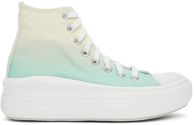 Shop Converse Green & Beige Ombre Chuck Taylor All Star Move Hi Sneakers In Egret/light Dew/whit