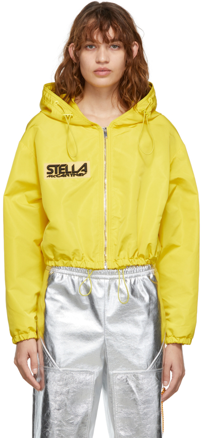 Shop Stella Mccartney Yellow Cropped Logo Jacket In 7209 Citrus