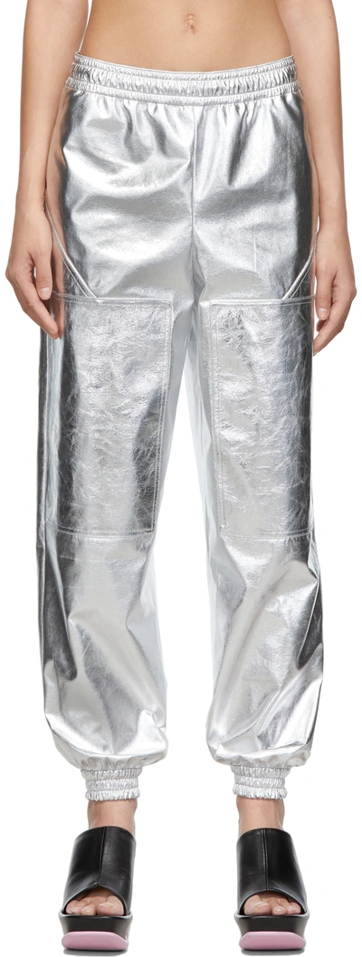 Shop Stella Mccartney Silver Shiny Metallic Trousers In 8101 Silver