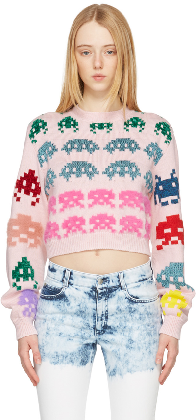 Shop Stella Mccartney Pink Game On Cropped Sweater In 8491 Multicolor