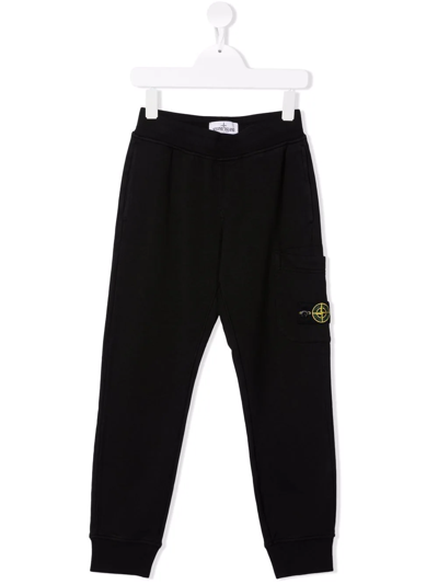 Shop Stone Island Junior Logo-patch Track Trousers In Black