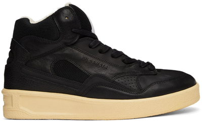Shop Jil Sander Black Basket High-top Sneakers In 001 - Black
