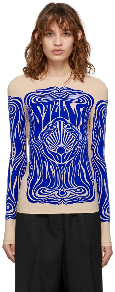 Stella Mccartney Graphic-print Long-sleeve Top In 4011 Bright Blue
