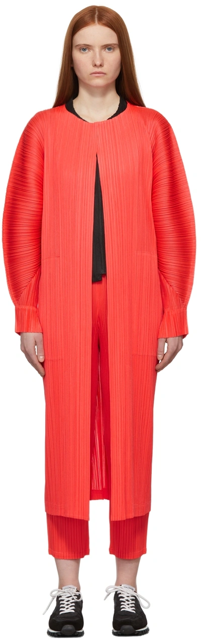 Shop Issey Miyake Red Monthly Colors January Coat In 28 Neon Red