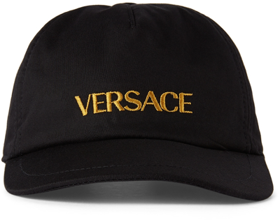 Shop Versace Kids Black & Gold Logo Baseball Cap In 2b130 Black