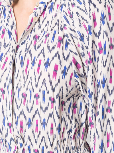 Shop Isabel Marant Étoile Graphic-print Shirt Dress In Beige