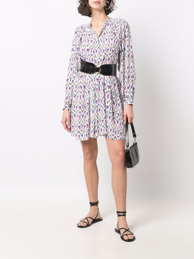Shop Isabel Marant Étoile Graphic-print Shirt Dress In Beige