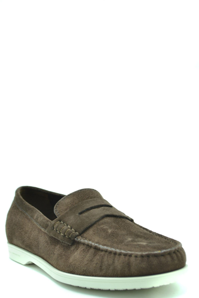 Shop Fratelli Rossetti Men's Brown Suede Loafers