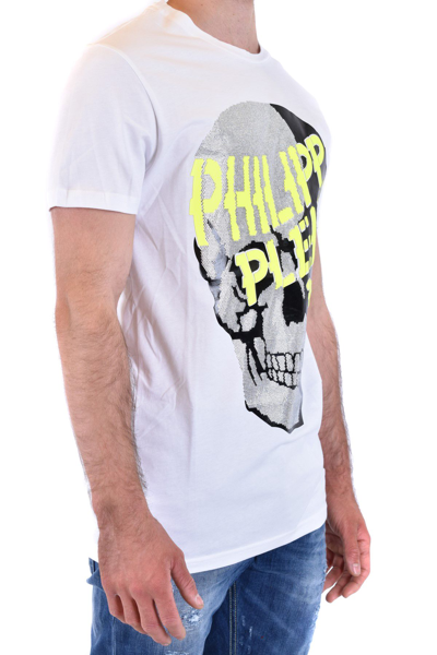 Shop Philipp Plein Men's White Cotton T-shirt