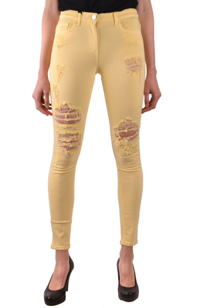 Shop Elisabetta Franchi Women's Yellow Cotton Jeans
