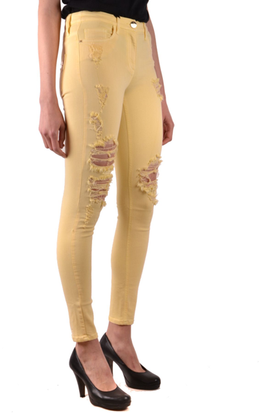 Shop Elisabetta Franchi Women's Yellow Cotton Jeans