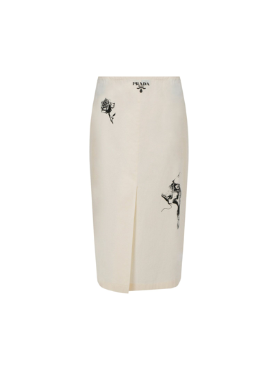 Shop Prada Women's White Other Materials Skirt