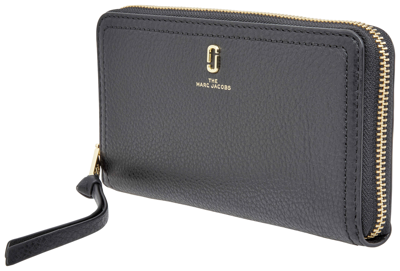 Shop Marc Jacobs The Softshot Standard Continental Wallet- Black In Black,gold Tone