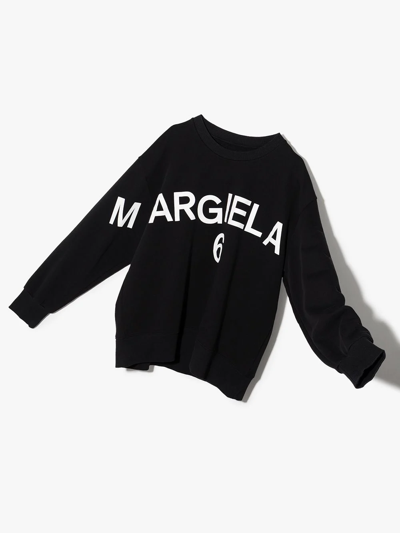 Shop Mm6 Maison Margiela Logo-print Crew-neck Sweatshirt In Black