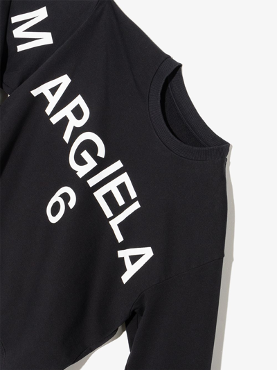 Shop Mm6 Maison Margiela Logo-print Crew-neck Sweatshirt In Black
