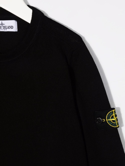 Shop Stone Island Junior Logo-patch Crew Neck Sweatshirt In Black