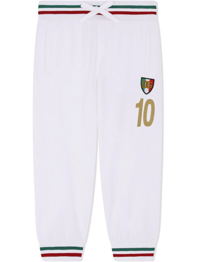 Shop Dolce & Gabbana Italy Stripe-border Track Trousers In White