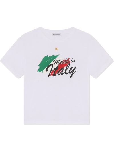 Shop Dolce & Gabbana Made In Italy Logo T-shirt In White