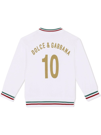 Shop Dolce & Gabbana Long-sleeved Logo Football Top In White