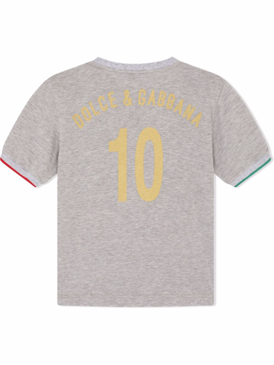 Shop Dolce & Gabbana Football-inspired Logo T-shirt In Grey