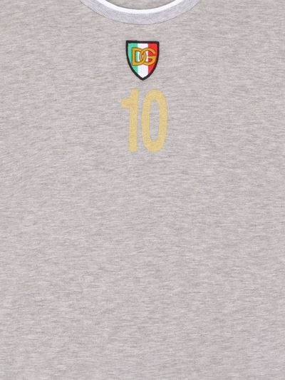 Shop Dolce & Gabbana Football-inspired Logo T-shirt In Grey